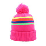 Sconset: Nantucket Winter Hat (Neon Pink with Stripes)