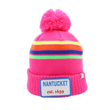 Sconset: Nantucket Winter Hat (Neon Pink with Stripes)