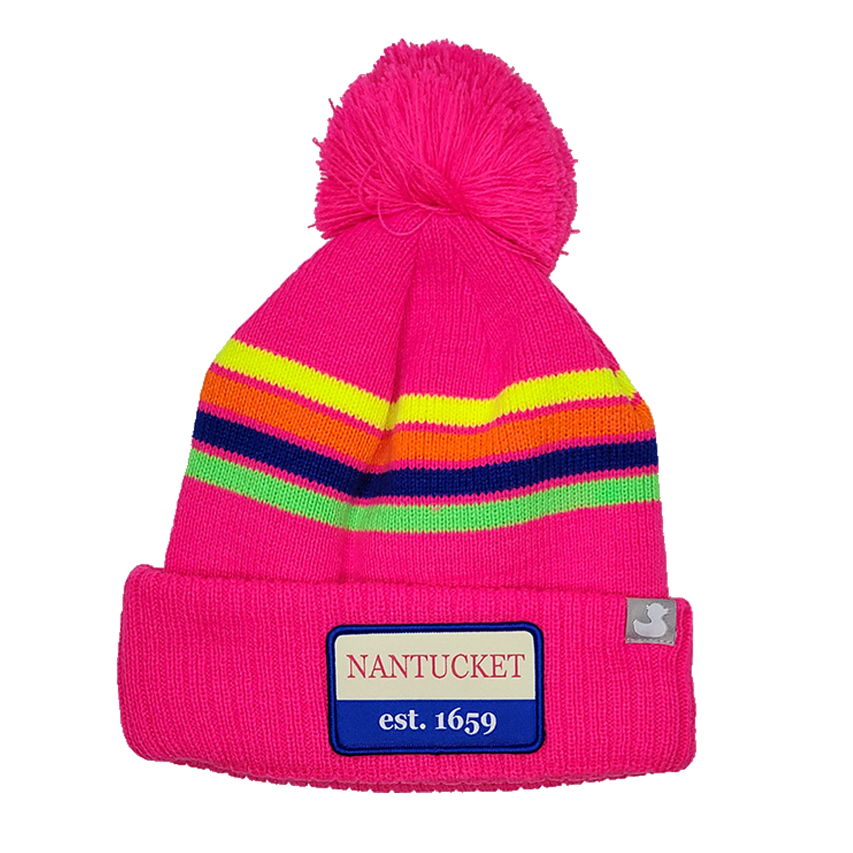 Sconset: Nantucket Winter Hat (Neon Pink with Stripes)