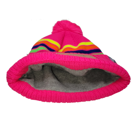 Sconset: Nantucket Winter Hat (Neon Pink with Stripes)