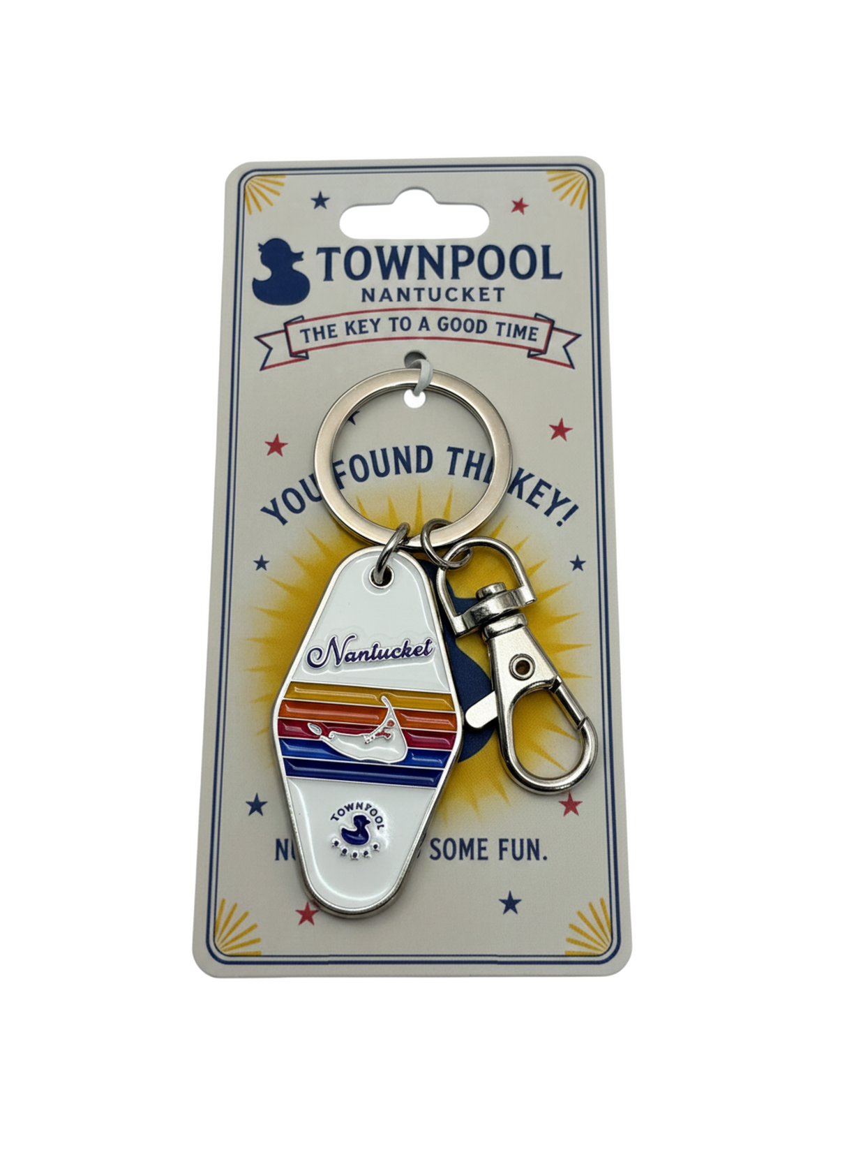 White - Rise you must - Striped Keychain (Metal)