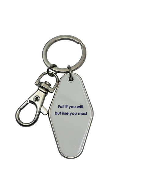 White - Rise you must - Striped Keychain (Metal)