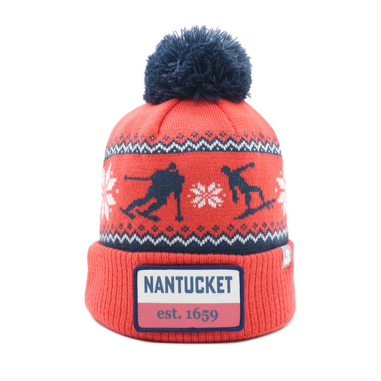Surf to Ski: Nantucket Red Winter Hat (Nantucket Red with White)
