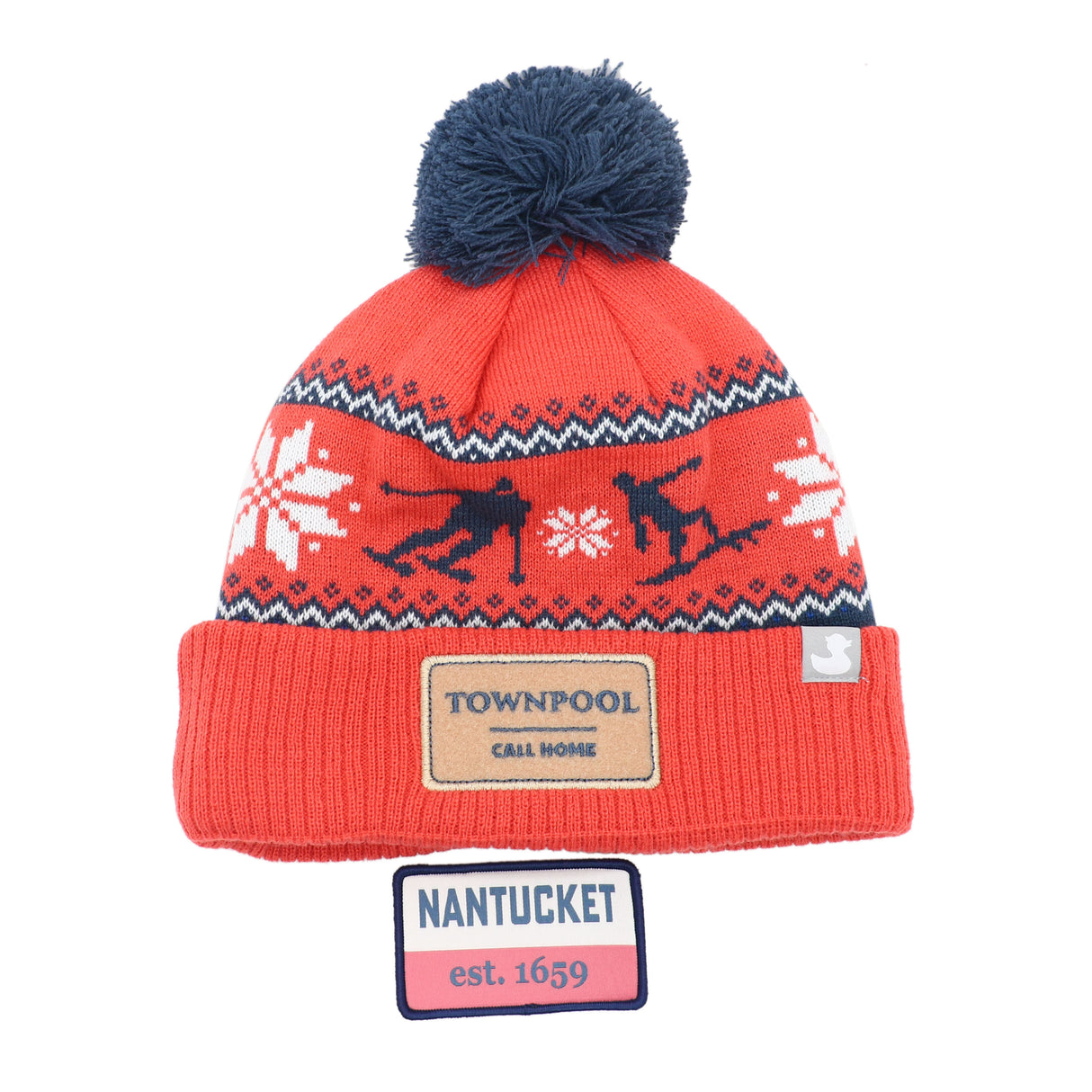 Surf to Ski: Nantucket Red Winter Hat (Nantucket Red with White)