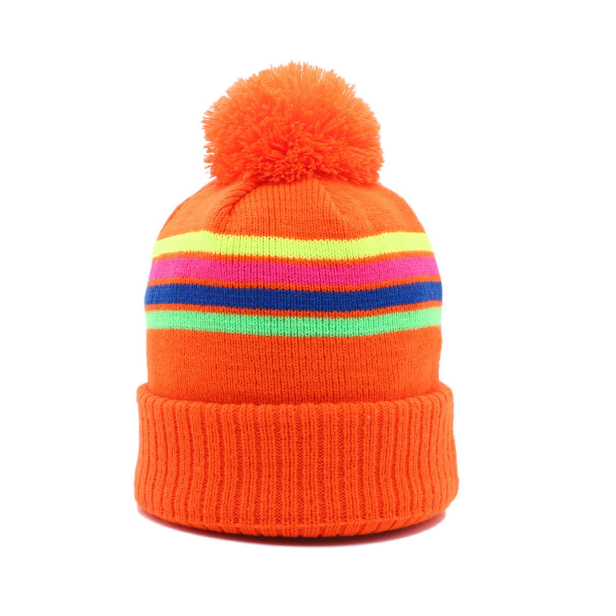 Tom Nevers: Nantucket Winter Hat (Neon Orange with Stripes)