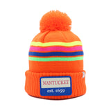 Tom Nevers: Nantucket Winter Hat (Neon Orange with Stripes)