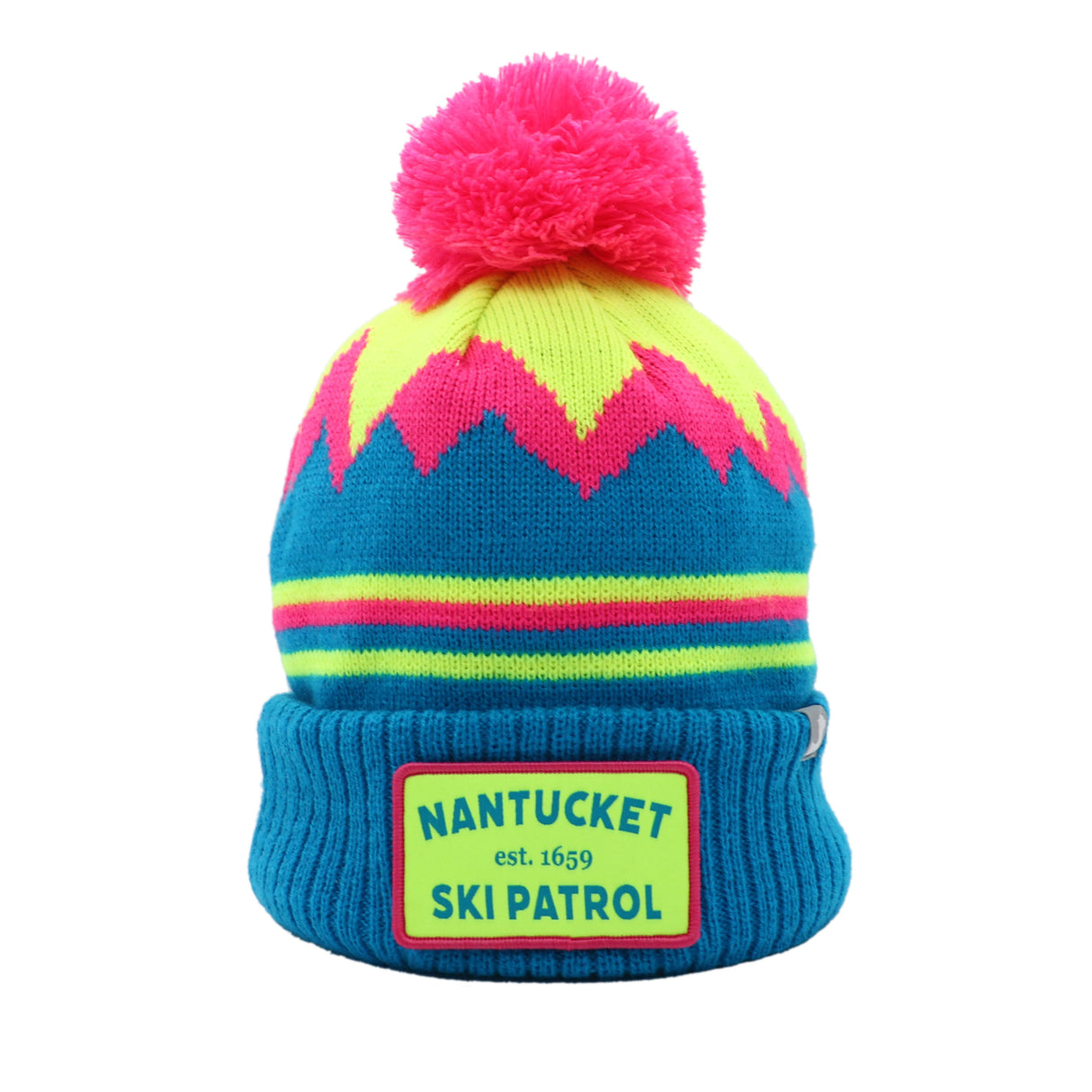 Vail: Nantucket Winter Hat (Neon Blue with Stripes)