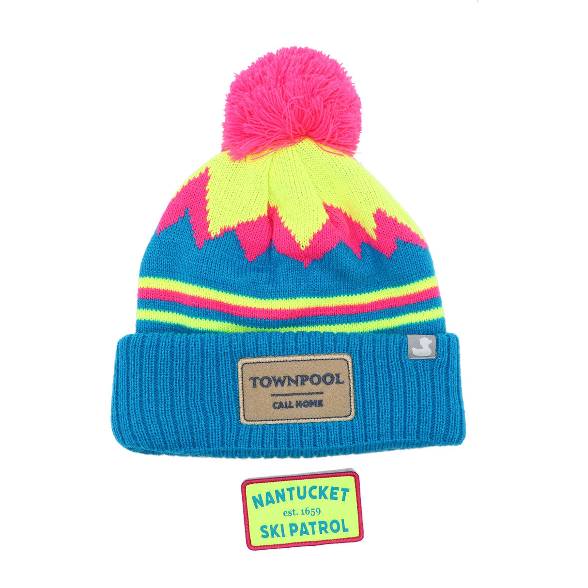 Vail: Nantucket Winter Hat (Neon Blue with Stripes)