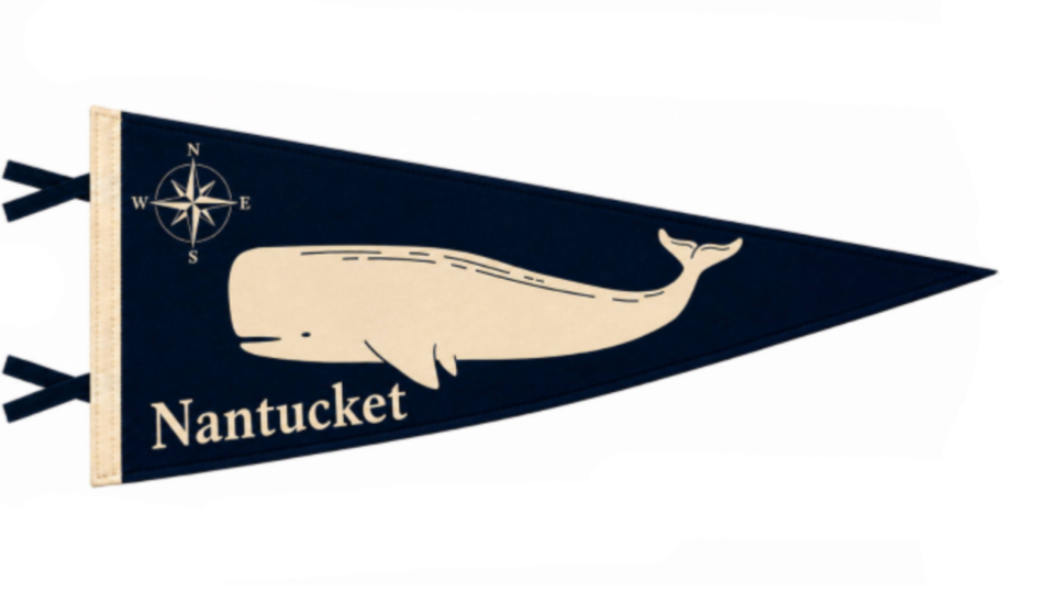 Nantucket Whale Pennant (Navy, Cream)