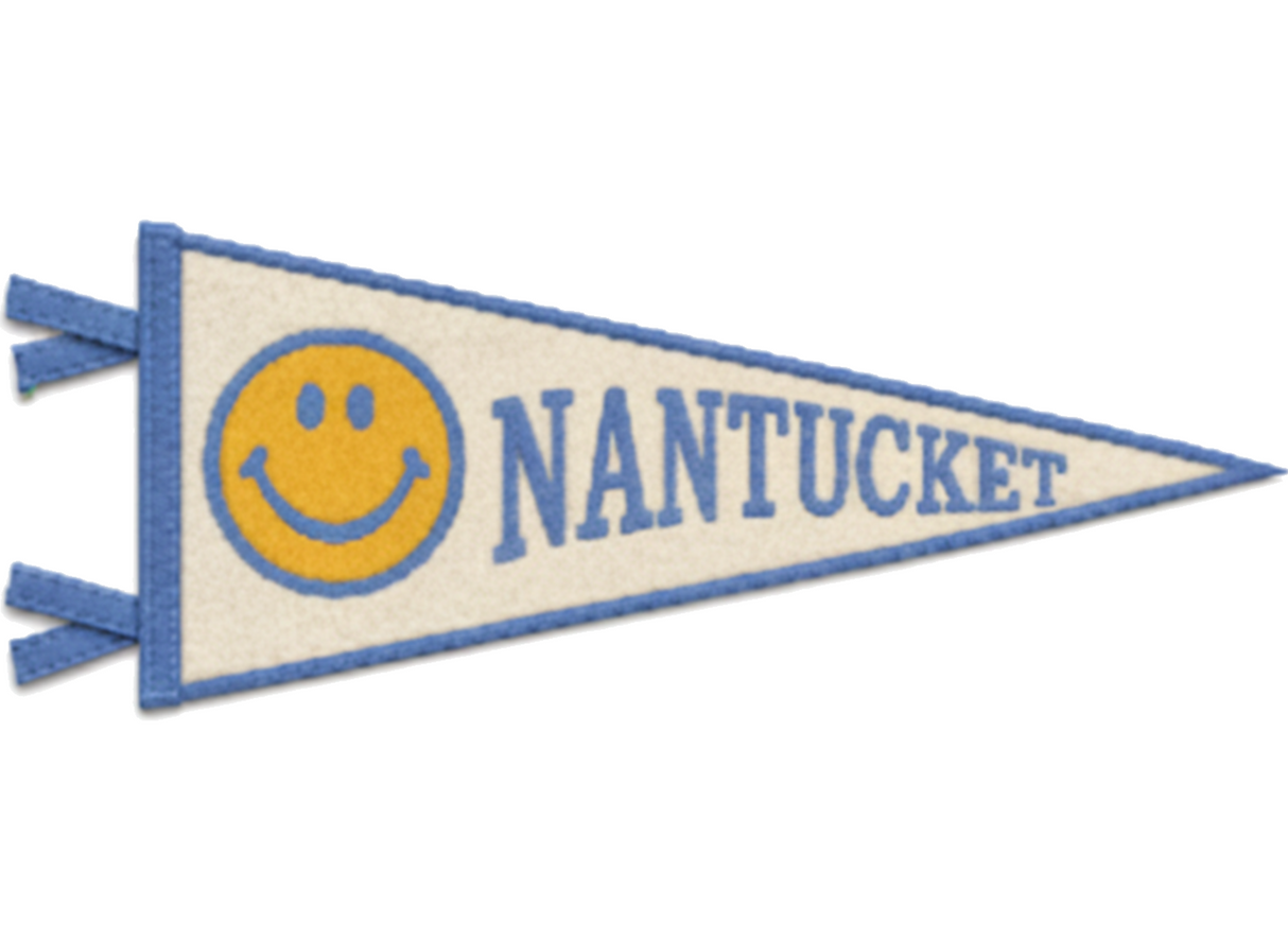 Happy Face Pennant (White, Maggie Blue)