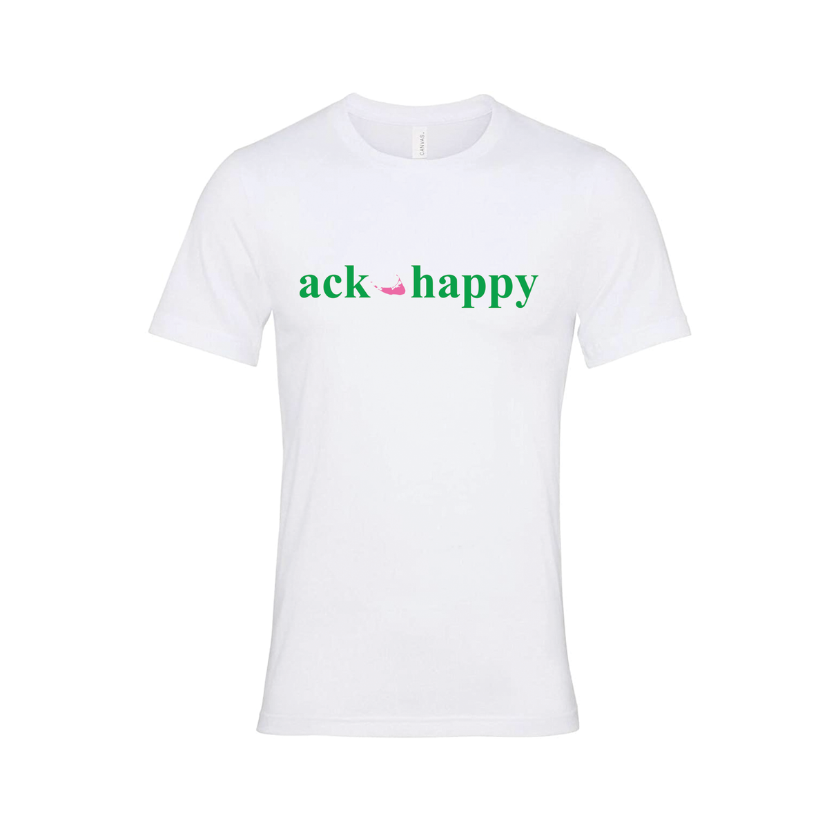 Ack Happy (Green Logo) White Short Sleeve Tee Shirt