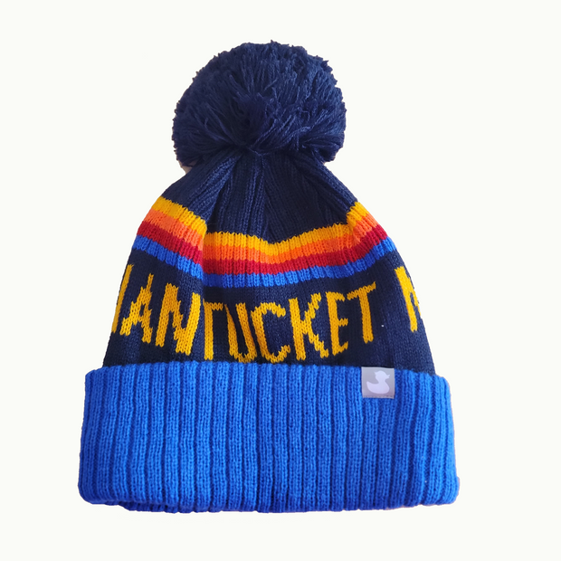 Roosa: Blue Nantucket Winter Hat (Blue, Navy, Striped)