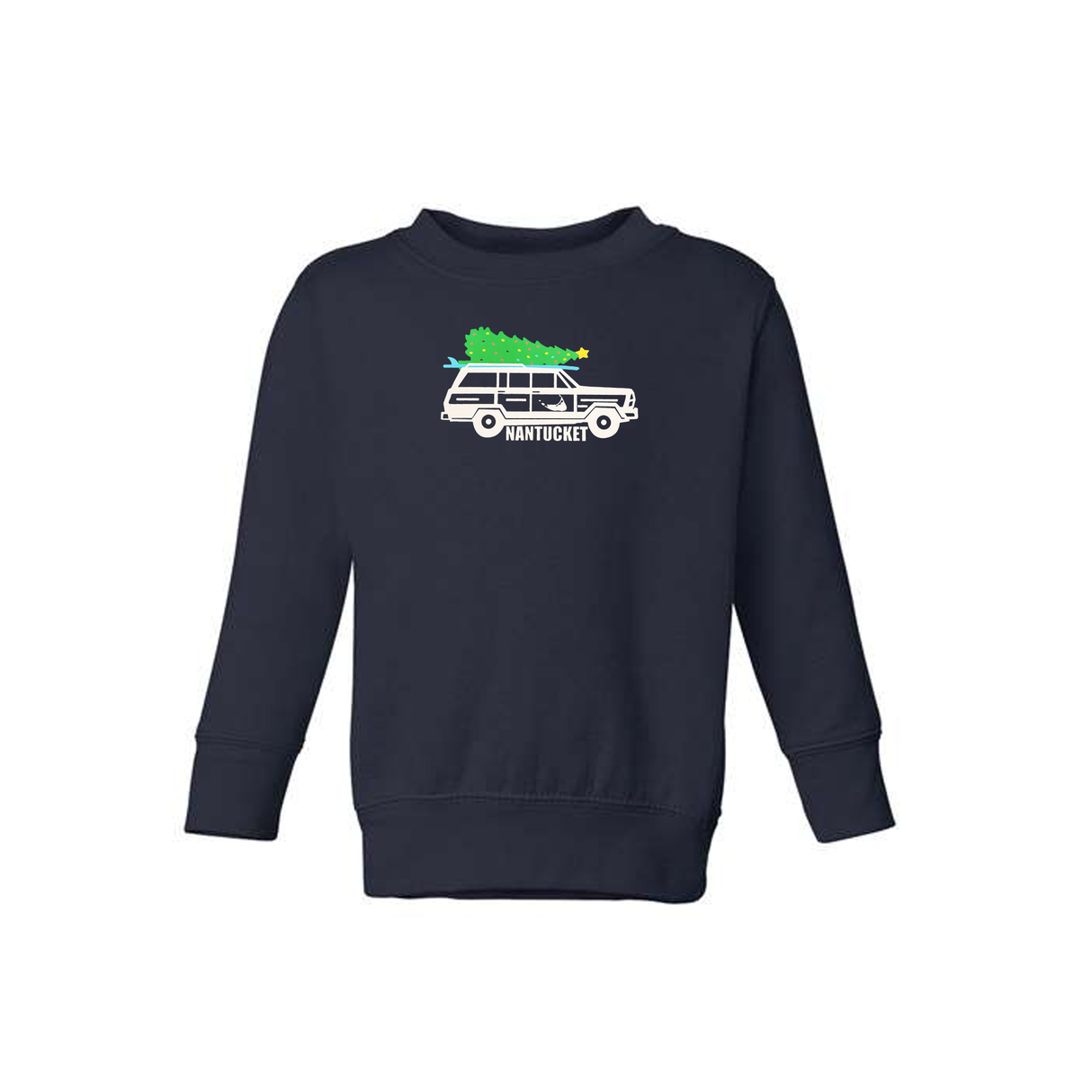 Children's Holiday Woody Crewneck (Navy, White)