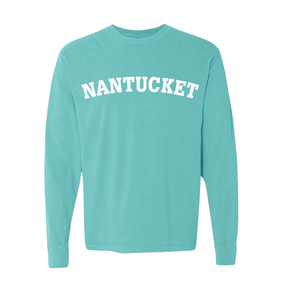 Nantucket Madaket Mint Long Sleeve Tee Shirt White Logo