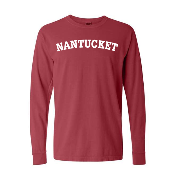 Nantucket Red Long Sleeve Tee Shirt White Logo