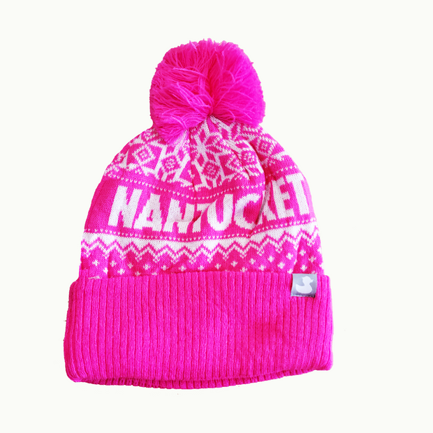 Ted: Pink Nantucket Winter Hat (Pink, White)